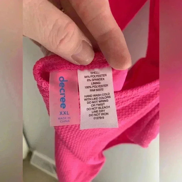 Woman’s Decree Pink Adjustable Cheeky Peephole Texture  Plus OnePiece Swimsuit - Picture 6 of 7